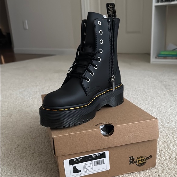 Dr. Martens Shoes - Dr. Martens Black Platform Boots - Jadon in Genix Nappa Leather